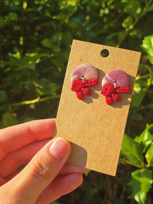 Purple Swirl Hermit Crab Studs