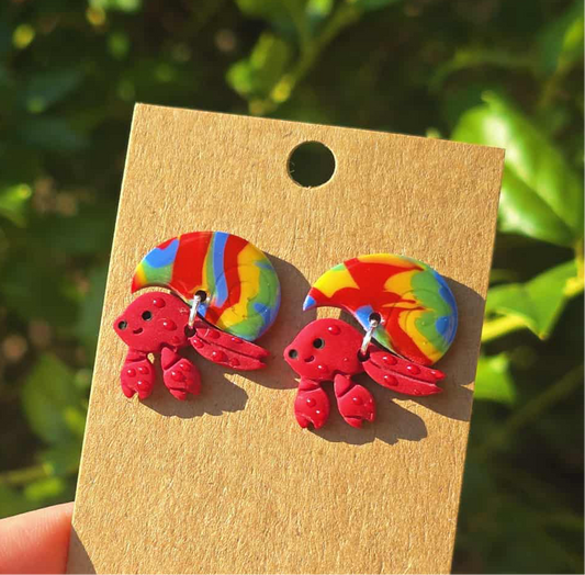 Tie Dye Hermit Crab Studs
