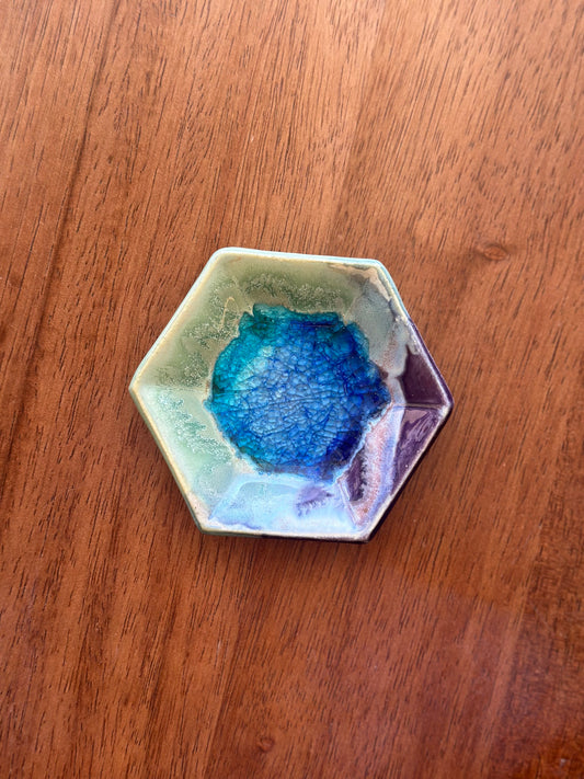 Handmade Small Dish - Blue Center