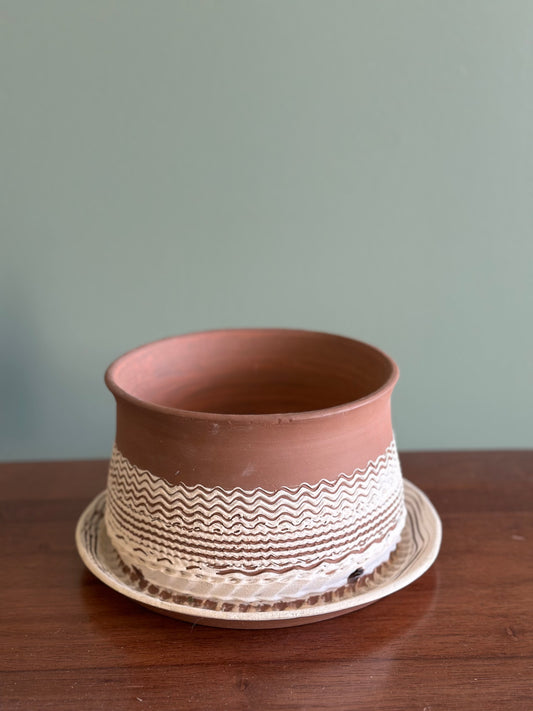 Handmade Pot - Blush Carved