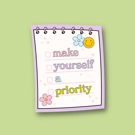 Make Yourself a Priority, Mental Health Checklist Sticker