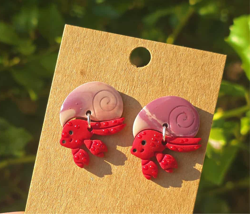 Purple Swirl Hermit Crab Studs