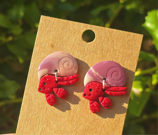 Purple Swirl Hermit Crab Studs
