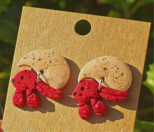 White Gold Flake Hermit Crab Studs