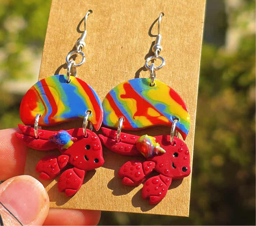 Tie Dye Hermit Crab Dangles