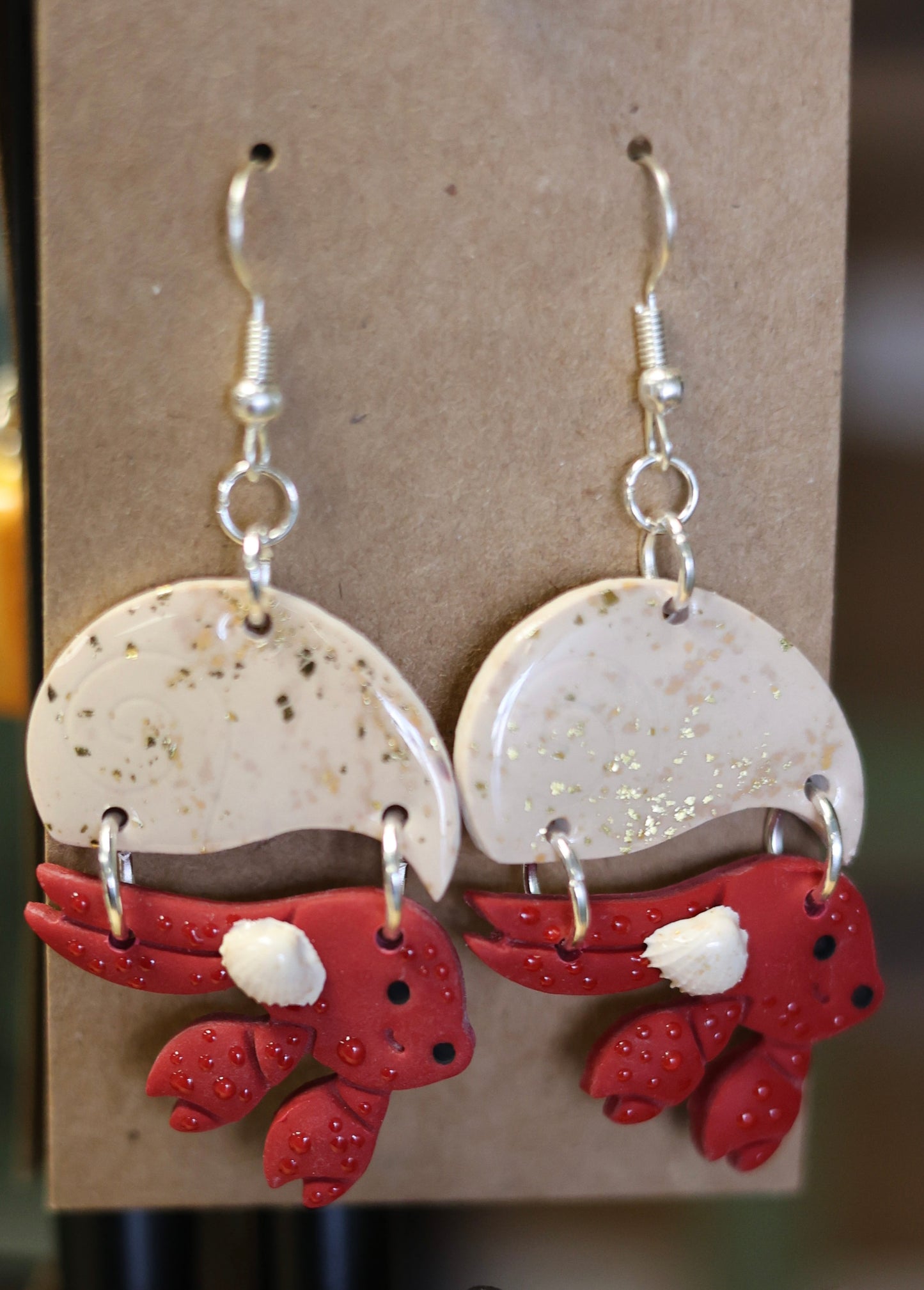 White/Gold Hermit Crab Dangles