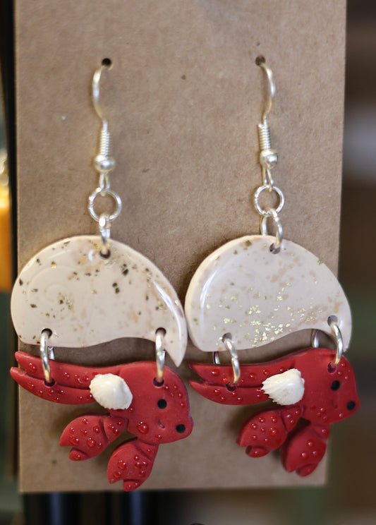 White/Gold Hermit Crab Dangles