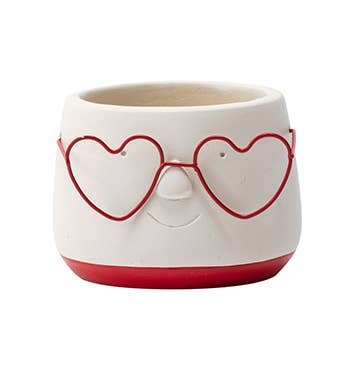 Planter Face w/  Red Heart Glasses